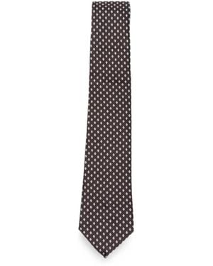 Emporio Armani Geometric-Pattern Silk Tie - White