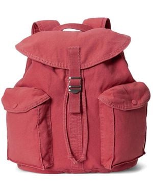 Polo Ralph Lauren Buckled Flap Canvas Backpack - Red