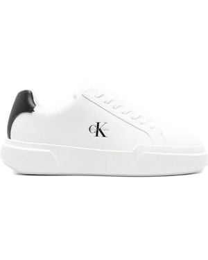 Calvin Klein Zapatillas De Piel Con Logo Estampado - Blanco