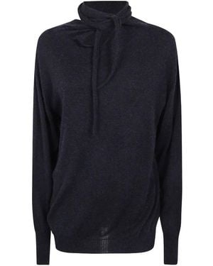Issey Miyake Tie-Neck Jumper - Blue