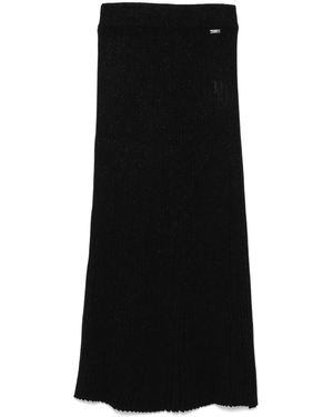 Kiton Ribbed Midi Skirt - Black