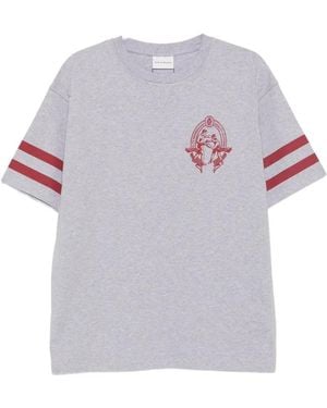 Drole de Monsieur Boxers Graphic-Print Striped-Sleeve T-Shirt - Grey