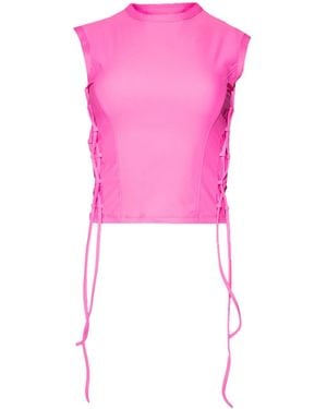 Vetements Lace-Up Crop Top - Pink