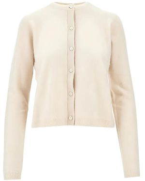 Weekend by Maxmara Button-Up Crew-Neck Cardigan - White