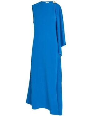 JOSEPH Draped Asymmetric-Hem Midi Dress - Blue
