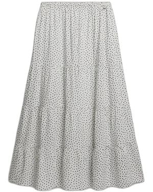 Superdry Tiered Heart-Print Maxi Skirt - Grey