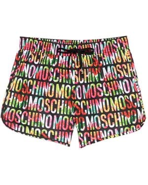 Moschino Multicolour Logo Print Swim Shorts - White