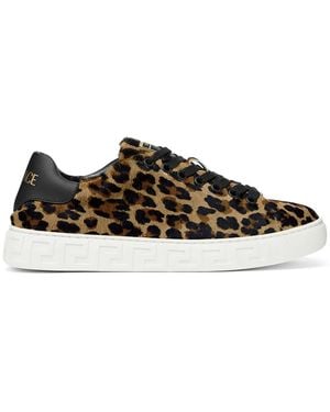 Versace グレカ レオパード スニーカー - ブラウン