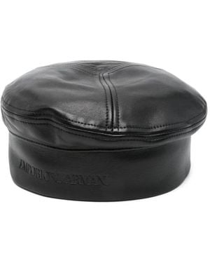 Emporio Armani レザーベレー帽 - グレー