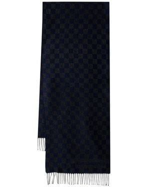 KARL LAGERFELD Chequered Logo-Jacquard Scarf - Blue