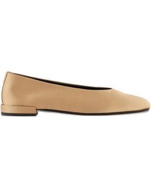 Giorgio Armani Satin Ballerinas - Natural