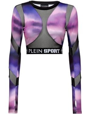Philipp Plein Abstract-Print Long-Sleeved Top - Purple