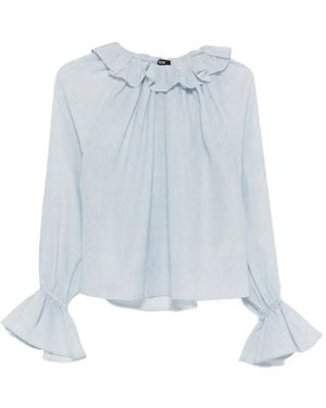 ELEH Blusa Con Manga Y Volantes - Azul