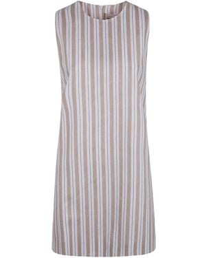 Semicouture Striped Linen Dress - Gray