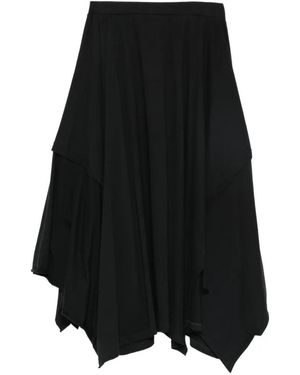 Yohji Yamamoto Gonna Asimmetrica A Strati - Nero