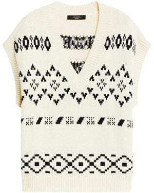 Weekend by Maxmara Fair Isle-Knit V-Neck Vest - White