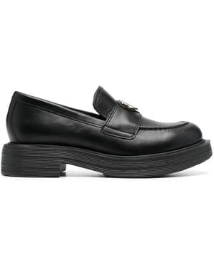 Love Moschino Logo-Plaque 40Mm Faux-Leather Loafers - Black