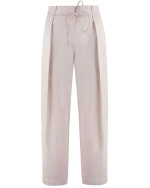Yves Salomon Pantalon À Taille Ceinturée - Blanc