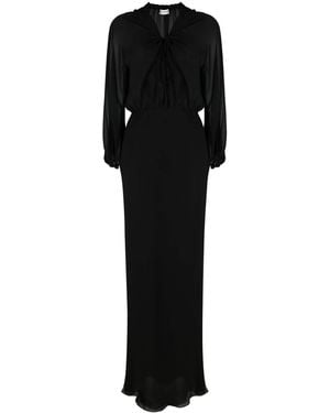 Saint Laurent Sheer-Panelled Silk Maxi Dress - Black