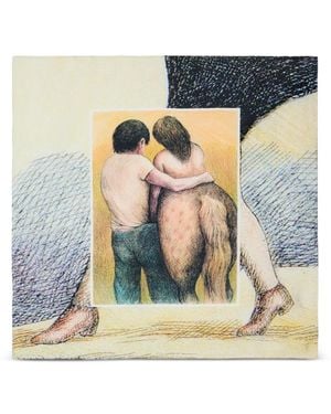Lemaire X Roland Topor Les Amoureux Silk Scarf - Blue