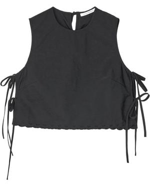Cecilie Bahnsen Feeba Embroidered Side-Tie Sleeveless Blouse - Black