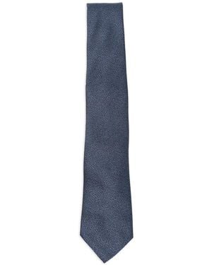 Canali Micro-Patterned Silk Tie - Blue