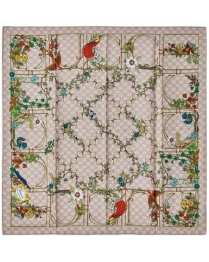 Gucci Printed Silk Scarf - Metallic