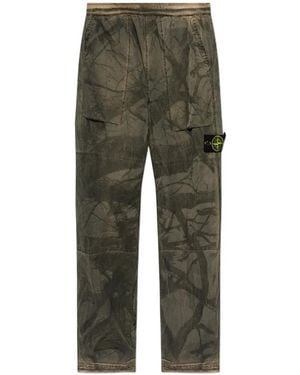 Stone Island Logo-Patch Straight-Leg Trousers - Groen