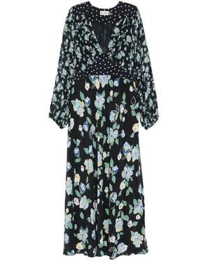 RIXO London Kaila Floral Polka Dot Dress - White
