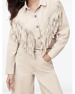 AllSaints Marlene Fringe-Detail Cropped Jacket - Natural