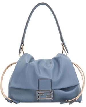 Fendi Medium Mamma Baguette Leather Shoulder Bag - Blue