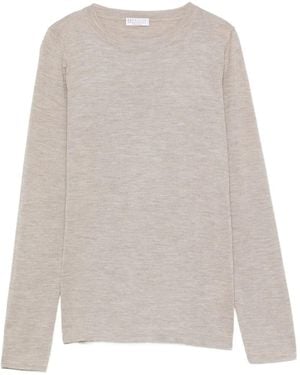 Brunello Cucinelli Long-Sleeve Round-Neck Jumper - White
