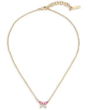 Kurt Geiger Butterfly-Pendant Crystal-Embellished Necklace - White