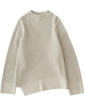 Studio Nicholson Verda Ribbed Asymmetric-Hem Jumper - White