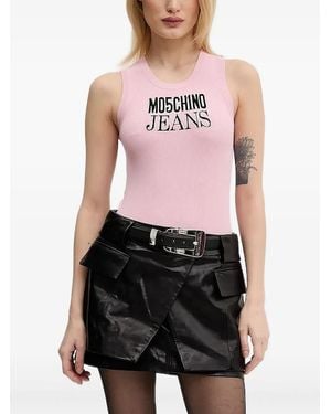 Moschino Ribbed Logo Tank Top - Pink