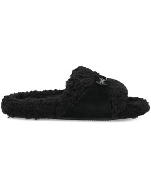 Balenciaga Furry Strap Sandals - Black