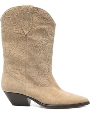 Isabel Marant Duerto Suede Cowboy Boots - Natural