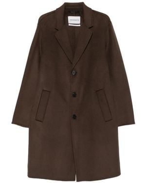 Amaranto Single-Breasted Notched-Lapels Coat - Brown