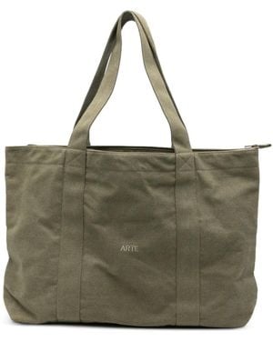 Arte' Bolso Shopper Con Logo Bordado - Verde
