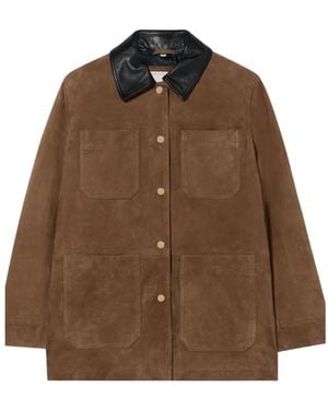 Brooks Brothers Contrast-Collar Suede Jacket - Brown