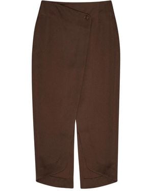 Remain Wrap Midi Skirt - Brown