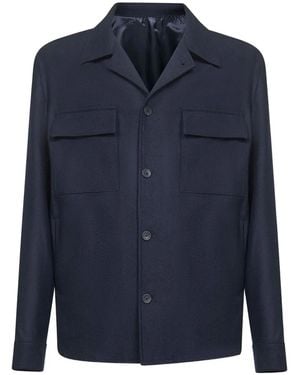 D4.0 Lapel-Collar Shirt Jacket - Blue