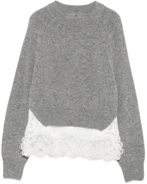 Ermanno Scervino Jersey Corto Con Ribete De Encaje - Gris