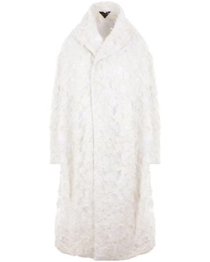 Comme des Garçons Distressed-Effect Mid-Length Coat - White