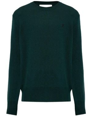 Ami Paris Pullover Mit Rundhalsausschnitt Und Ami De Coeur - Grün