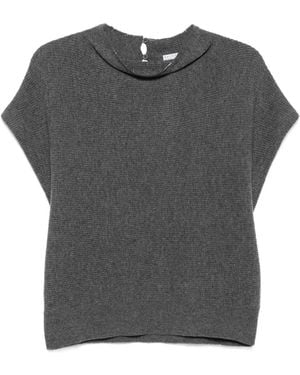 Brunello Cucinelli Ribbed-Knit Sleeveless Jumper - Grey