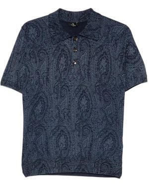 Etro Paisley-Print Polo Shirt - Blue