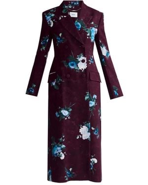 Erdem Abrigo Con Estampado Floral Y Doble Botonadura - Azul