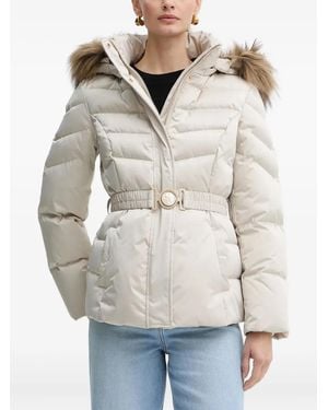 Guess Fur-Trim Belted Jacket - Grey