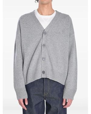 Ami Paris Cardigan mit Logo-Stickerei - Grau